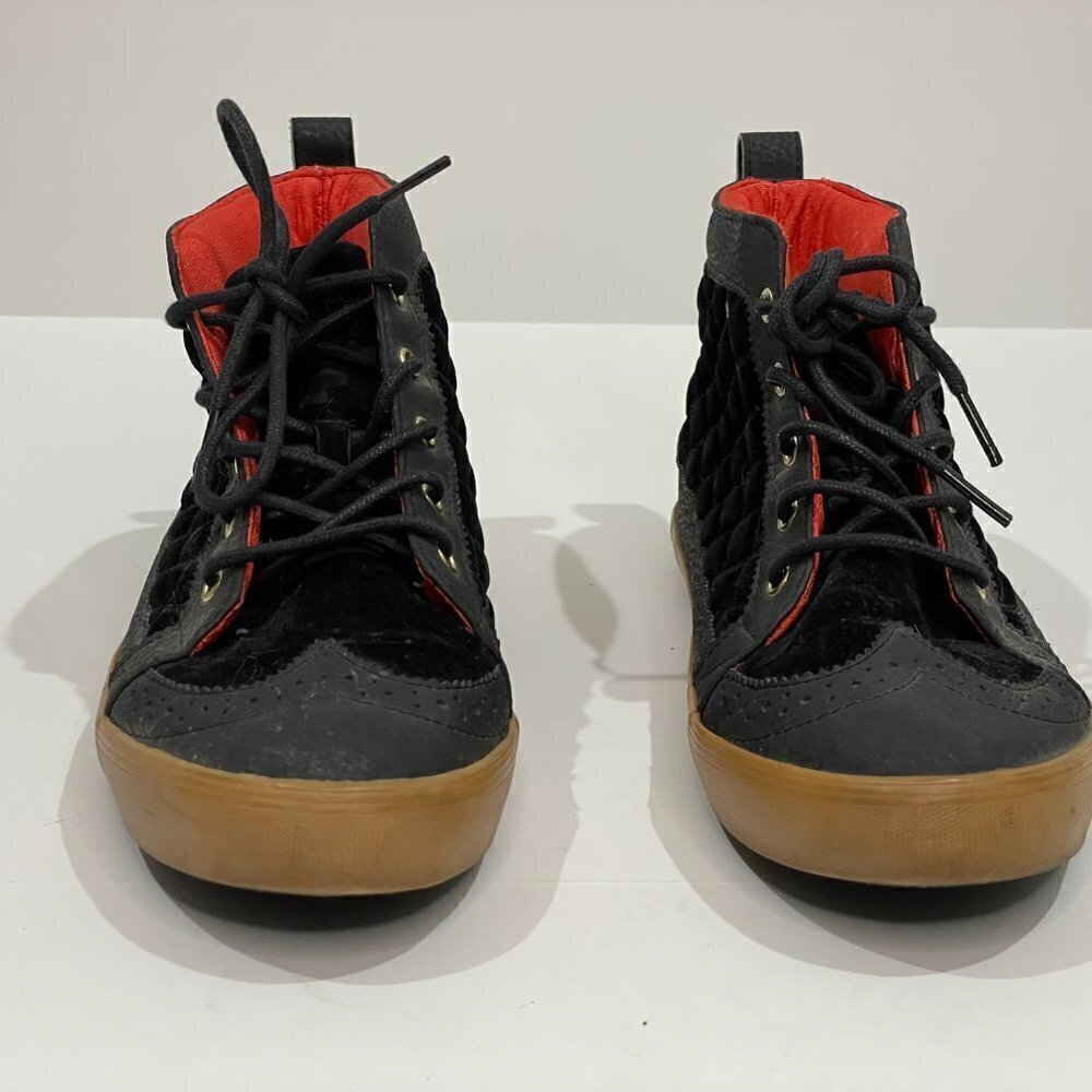 Pastry Dance High Top Sneakers Quilted Black Gold and Red Size 7.5 - Picture 2 of 10